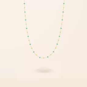 10K Gold Teal Enamel Bead Necklace