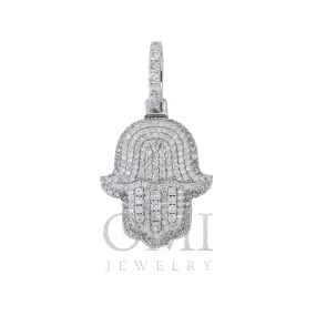 14K GOLD DIAMOND 3D HAMSA PENDANT 2.50 CT