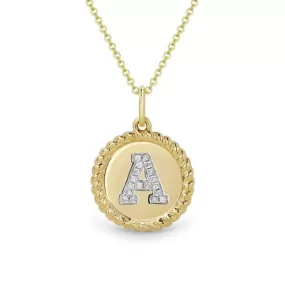 14K Yellow Gold Initial A Charm Necklace