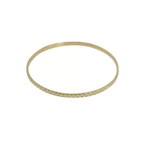 22K Multi Tone Gold Bangles, Set of 6 W/ White Gold Circle Textured Design, Size 2.7