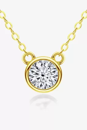 925 Sterling Silver 1 Carat Moissanite Round Pendant Necklace