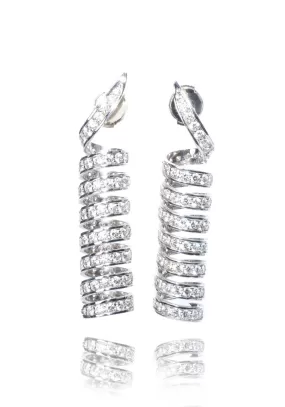 Alex Soldier 18K White Gold Diamond Spiral Earrings