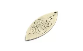 Antique Silver Marquise Charm, 4 Antique Silver Plated Brass Snake Pattarned Marquise Shaped Charms With 1 Hole (39x15x0.80mm) A5545