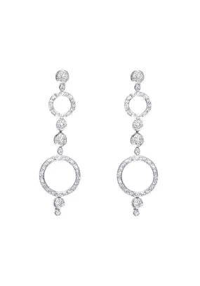 Antonini Alaska 18K White Gold Circle Diamond Dangle Earrings