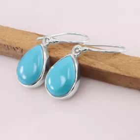 Arizona Turquoise 925 Sterling Silver Earring, Perfect Pair Teardrop Turquoise Gemstone Earring,  Women's Dangler, American Turquoise December Birthstone Earring