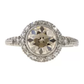 Art Deco Diamond Engagement Ring, Old Euro 1.75ct.