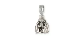 Basset Hound Charm Slide Jewelry Sterling Silver Handmade Dog Charm Slide BAS6-PNS