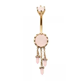 Belly Ring - Crystal Pink - Gold