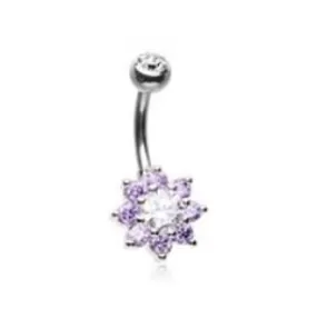 Belly Ring - Flower Clear Purple