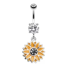 Belly Ring - Golden Sunflower