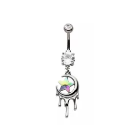 Belly Ring - Star Cubic Zirconia Moon Drip