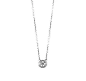 Bezel Set Diamond Necklace in White Gold