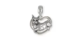 Boxer Charm Slide Jewelry Sterling Silver Handmade Dog Charm Slide BX3-PNS