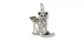 British Shorthair Angel Charm Jewelry Sterling Silver Handmade Cat Charm BRS4-AC