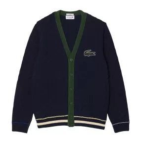 Cardigan Uomo Lacoste Scollo V Blu / Verde