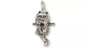 Cat Jewelry Sterling Silver Handmade Cat Charm  CT50-C