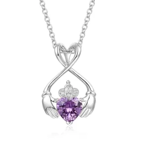 Charming Purple Hold My Heart CZ Necklace