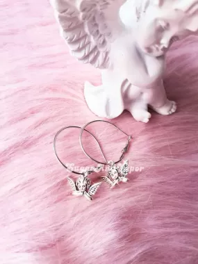 Cherub Angels Metal Hoop Earrings