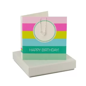 Coral And Mint Happy Birthday Circle Card - Heart Necklace