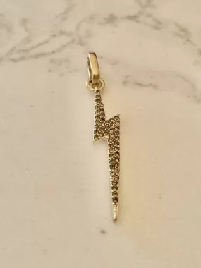 Cz Lightning Bolt Charm - Gold