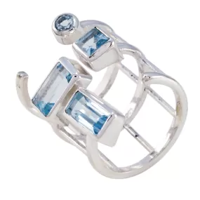 Delicate Gemstones Blue Topaz Solid Silver Rings Large Jewelry Armoire