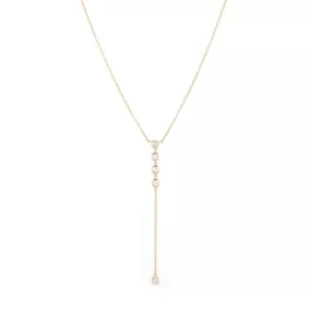 Diamond Bezel Lariat Necklace, 14ky