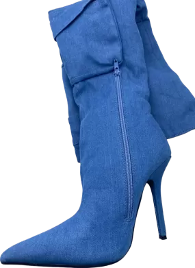 EGO Blue Denim Knee High Boots UK Size 4