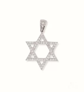 Elegant 18k White Gold Star of David with CZ