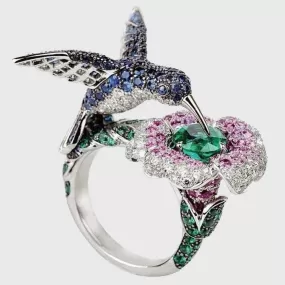 Hummingbird Rhinestone Ring