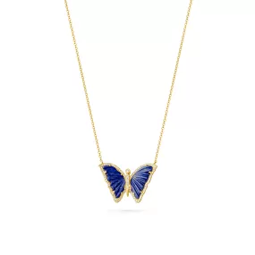 Lapis Butterfly & Diamond Necklace