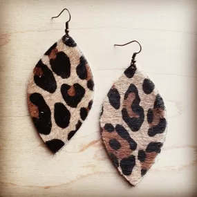 Leopard Print Hair on Hide Oval Earrings