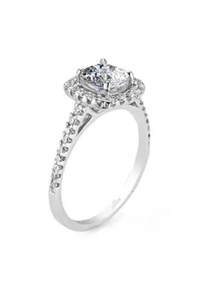 Parade Design Platinum Cushion Halo Semi-Mount Diamond Ring