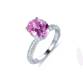 Pink Oval Cut Engagement Ring