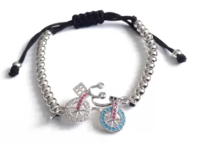 Silver Plated Bike Bracelet Adjustable Fashion Jewelry