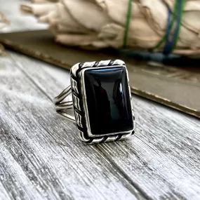 Size 8 or 10 Black Onyx Statement Ring Set in Sterling Silver / Curated by FOXLARK Collection