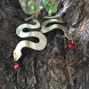 Snake Earrings in Hand Cut Brass