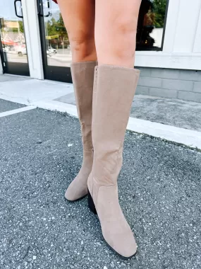 Soundscape Knee High Dress Boot, Taupe Nubuck