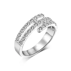 Spiral CZ Simple Wedding Rings Sterling Silver