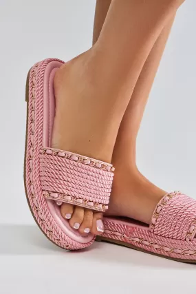 Straight Up Flat Sandals - Pink