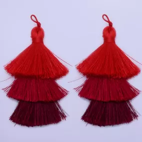 Tiered Polyester Tassels Three Tier Tassel For Jewelry Making Ombre Tassels Triple Fringe Jewelry  2pc 10199759